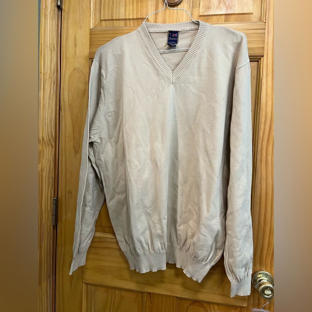 T. Harris London men’s size XXL 100% cotton beige color sweater
